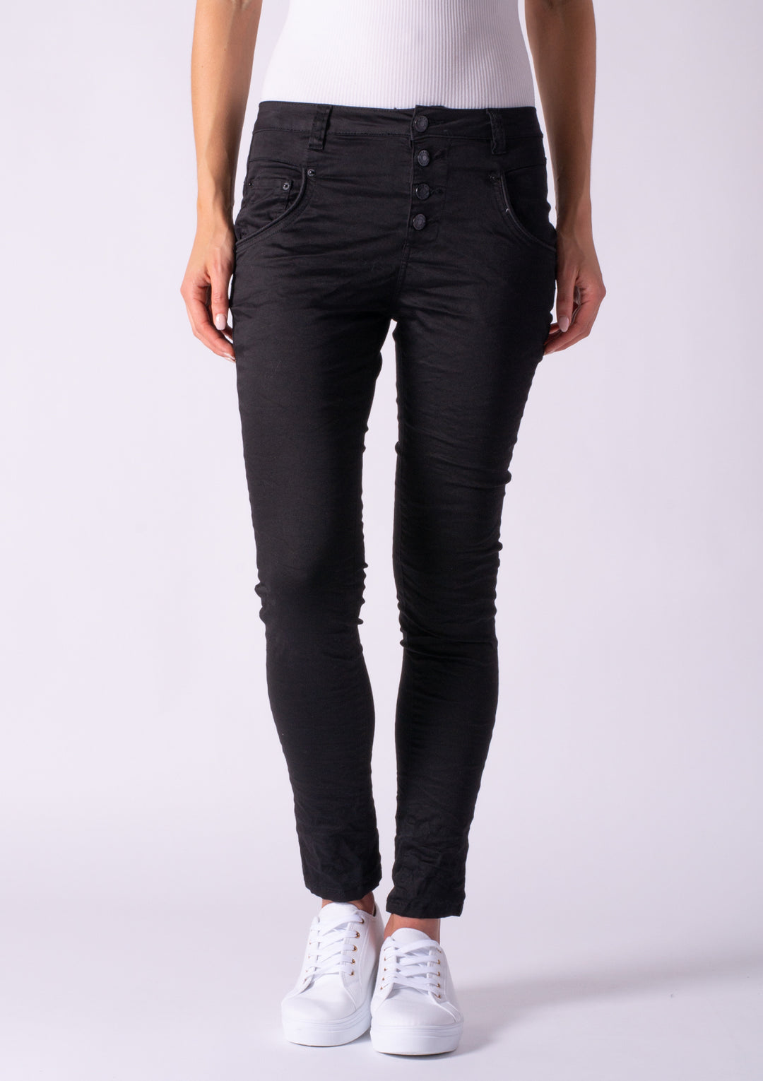 Blake Solid Black Slim Boyfriend Pant