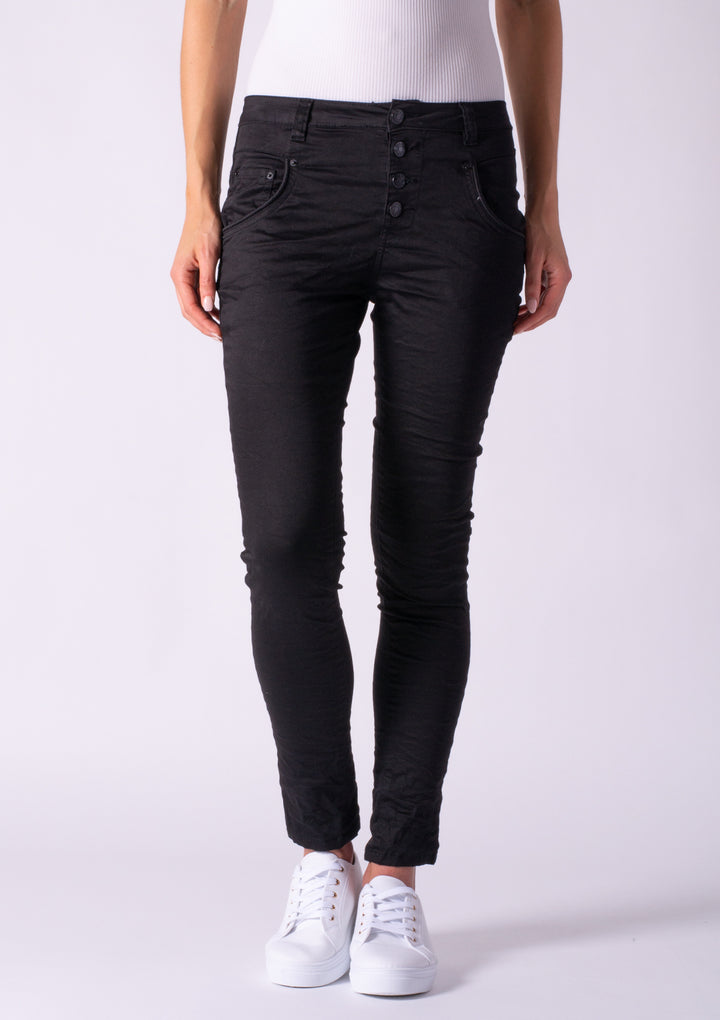 Blake Solid Black Slim Boyfriend Pant