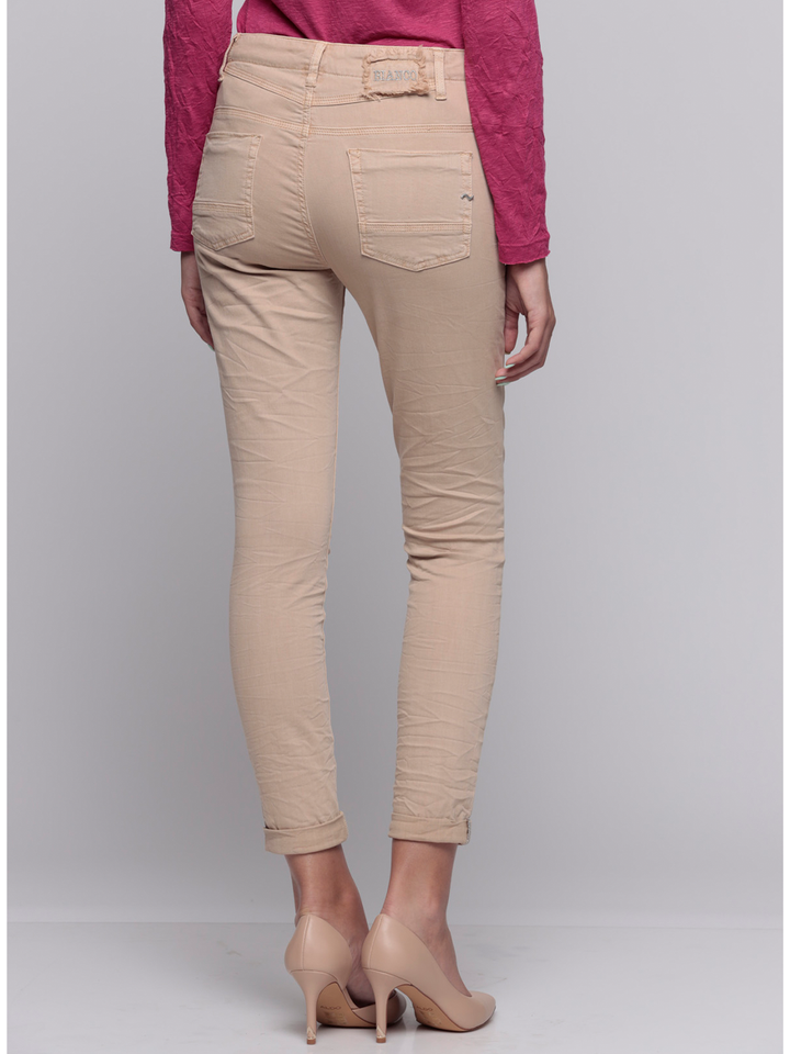 Alexis Irish Cream Boyfriend Pant — half body back view | Bianco Jeans
