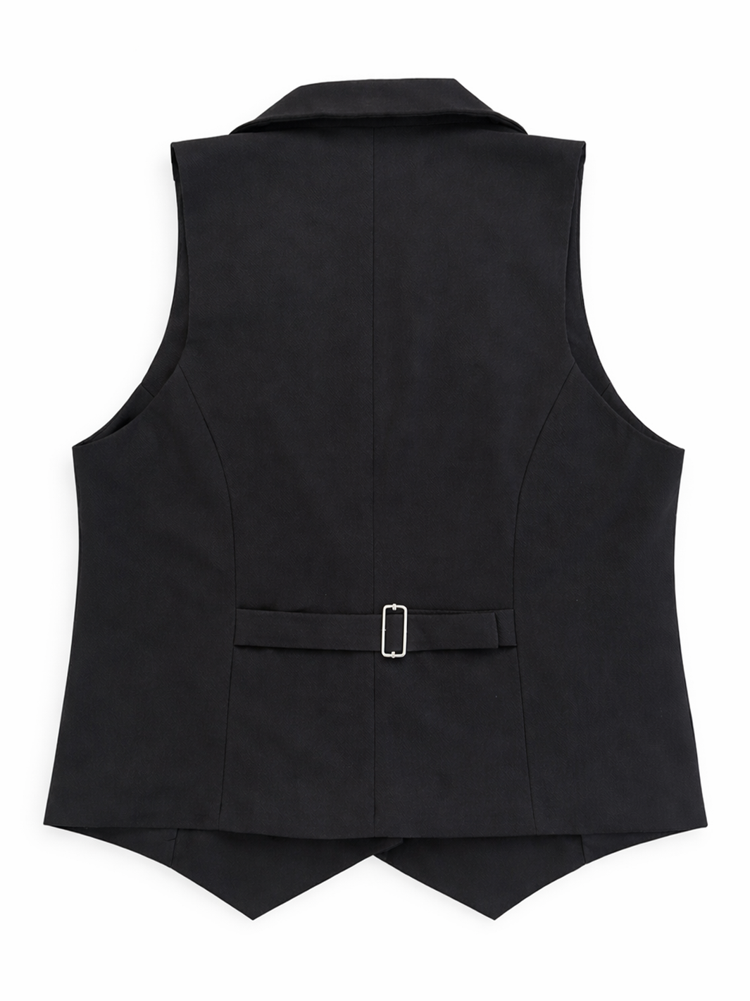 Greta Tailored Black Vest — back facing flatlay | Bianco Jeans