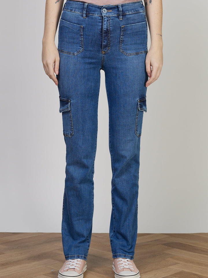 Cargo Straight Jean – Mid Blue Vintage