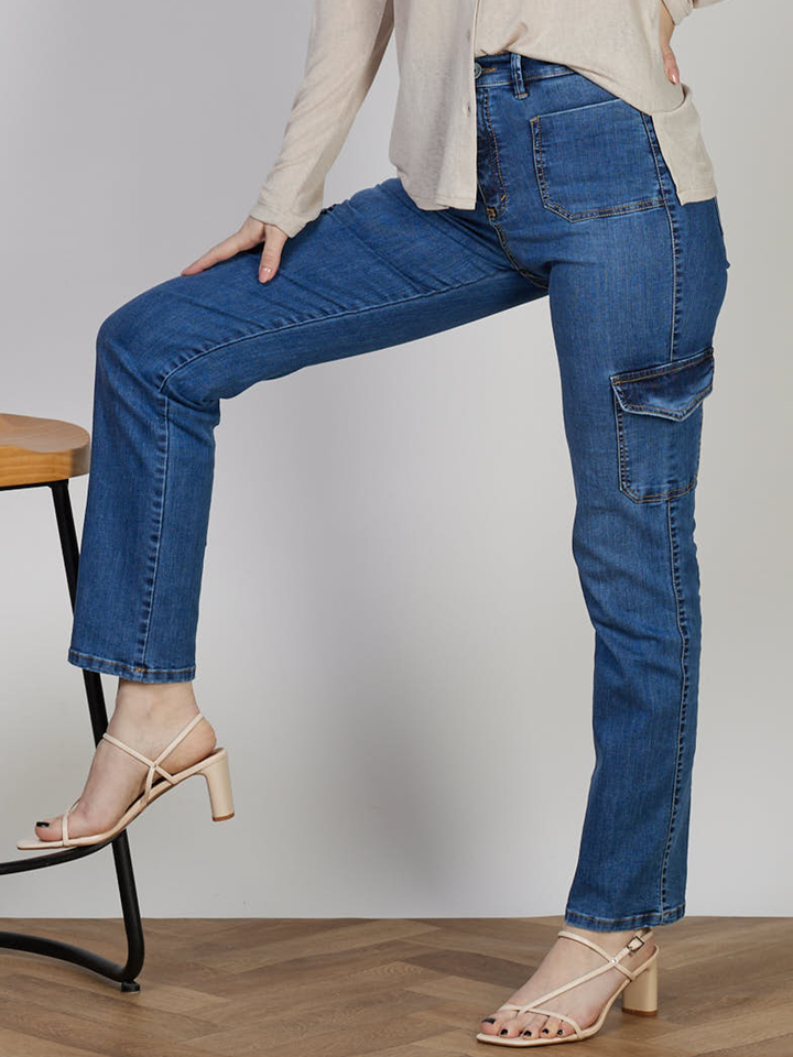 Cargo Straight Jean – Mid Blue Vintage