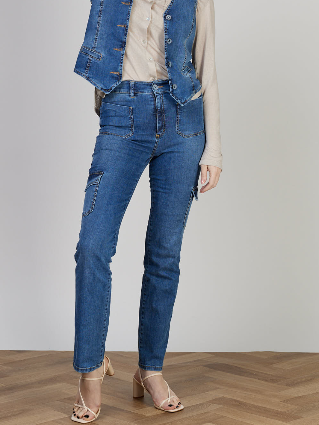 Cargo Straight Jean – Mid Blue Vintage