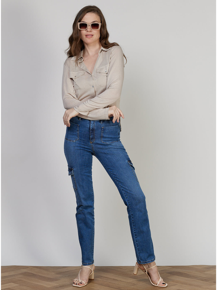Cargo Straight Jean – Mid Blue Vintage
