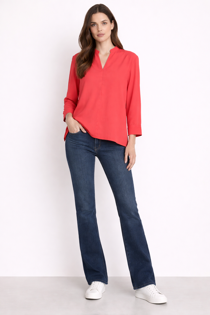 Willa Shirt Coral Red - Full Body Front Styled | Bianco Jeans