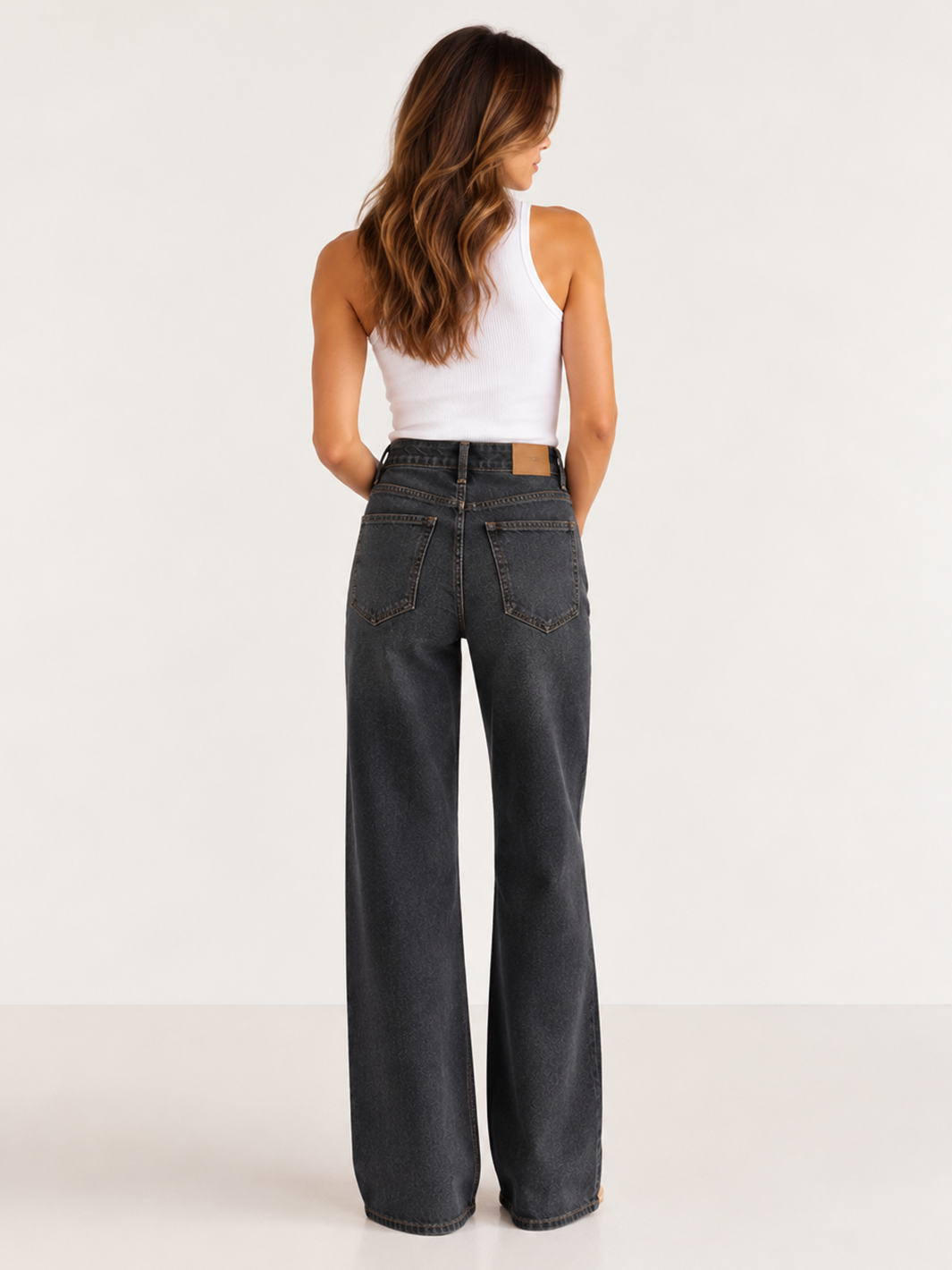 Elia Wide Leg Jean - Washed  Black