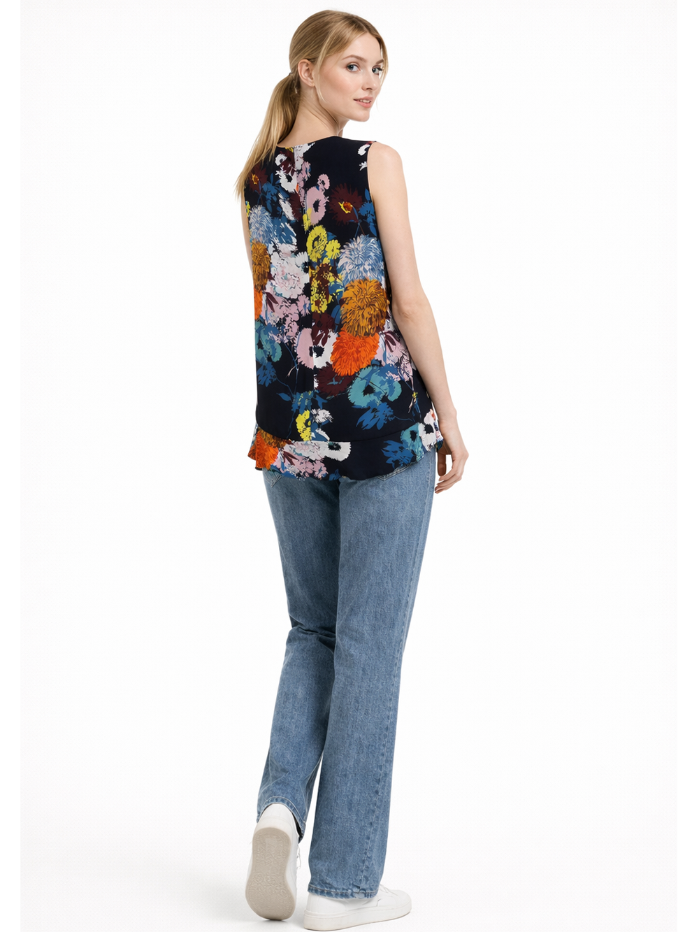 Midnight Bloom Blouse - Full Body Soft Side Facing Styled | Bianco Jeans