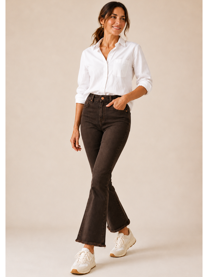 Mila Mini Flare Jean - Espresso