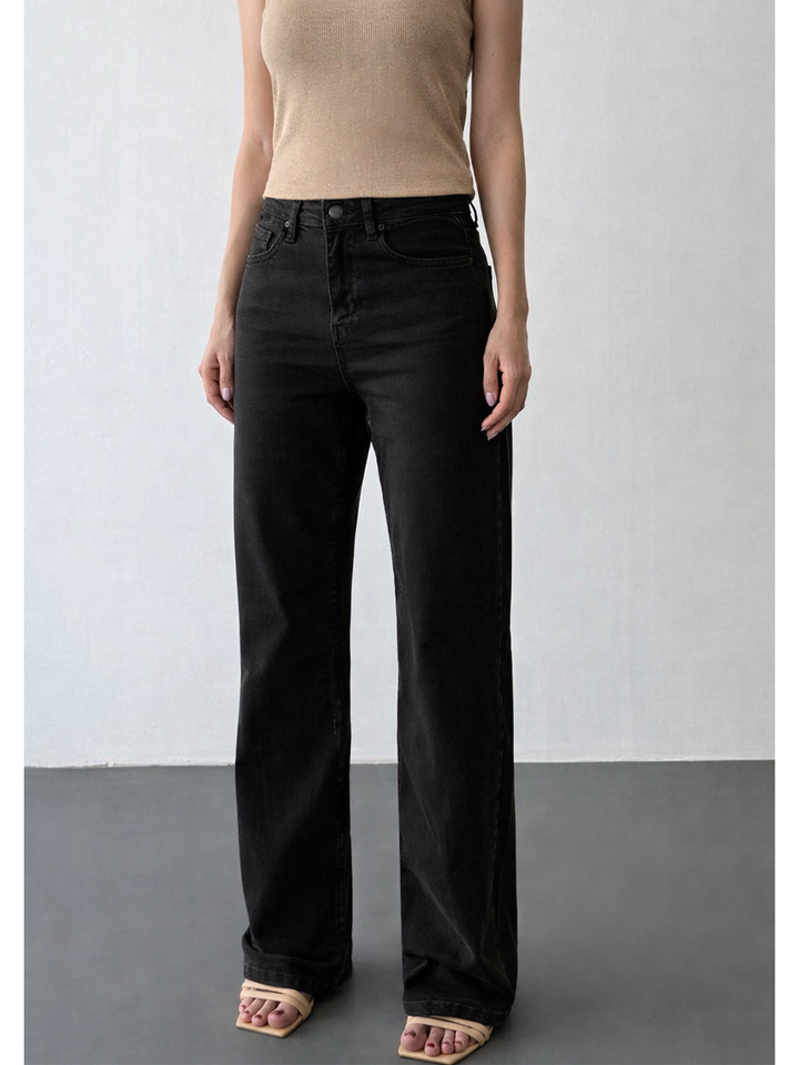 Nita Espresso Straight Jean - Full Body Side View Styled | Bianco Jeans
