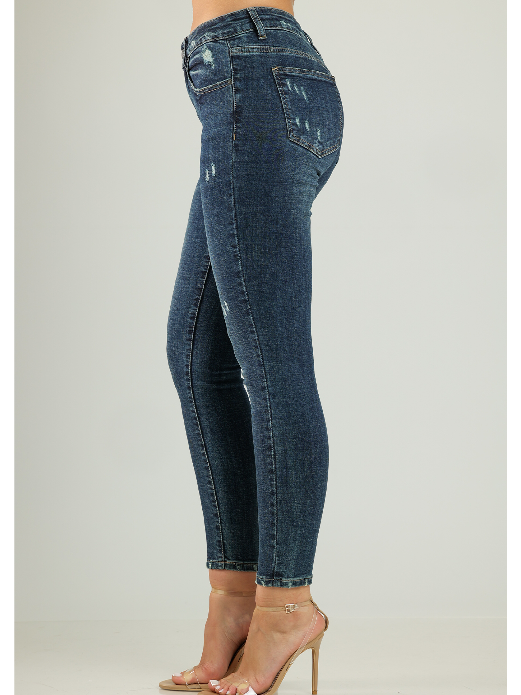 Orito Dark Wash Jean — half body side profile | Bianco Jeans