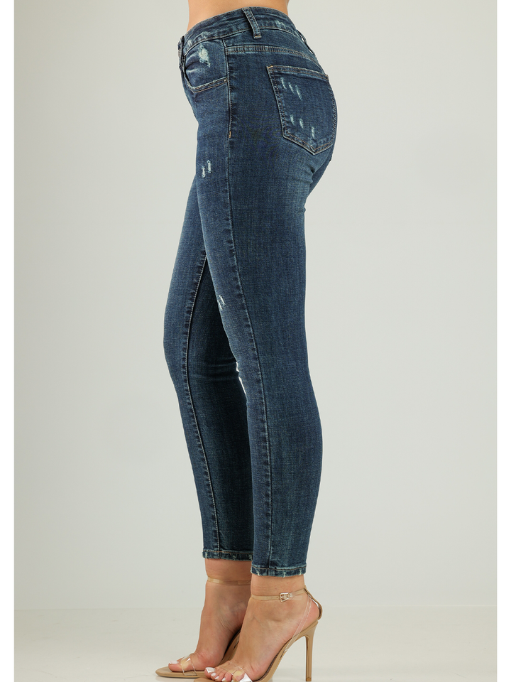 Orito Dark Wash Jean — half body side profile | Bianco Jeans