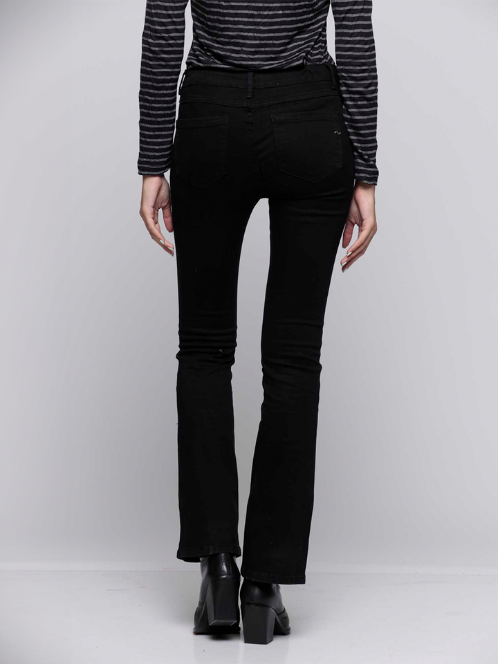 Cava Black Flare Jean — half body back facing view | Bianco Jeans
