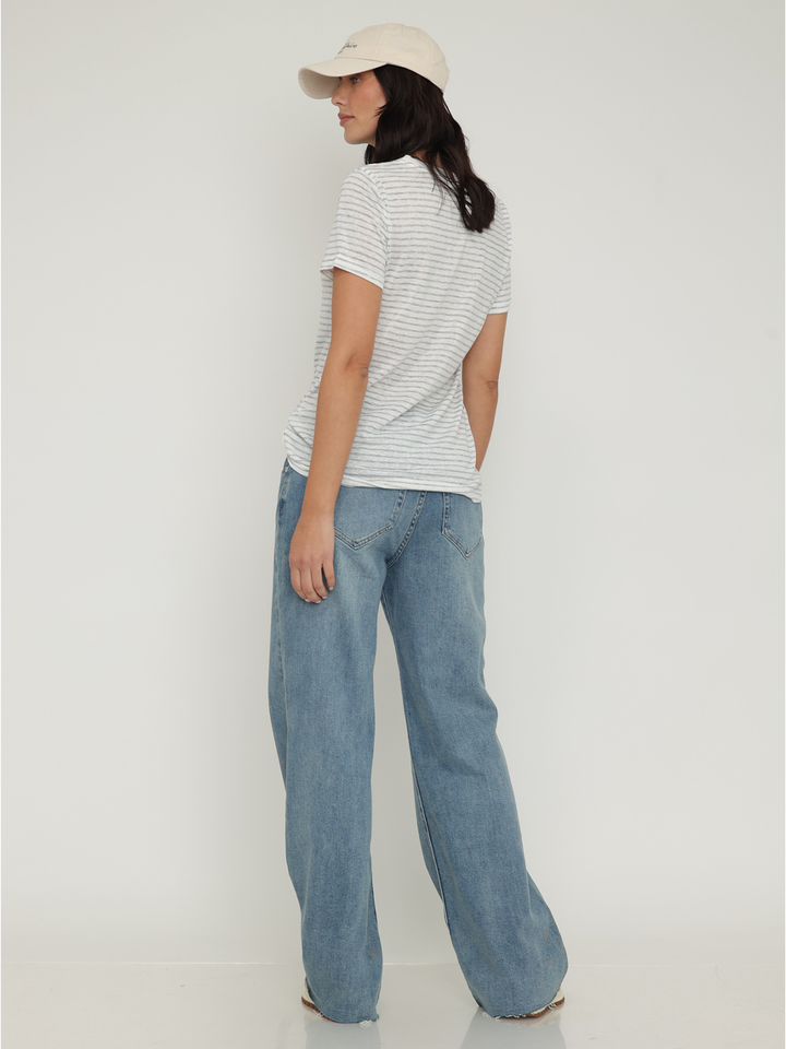 Audrina Mid Blue Wide Leg Jean