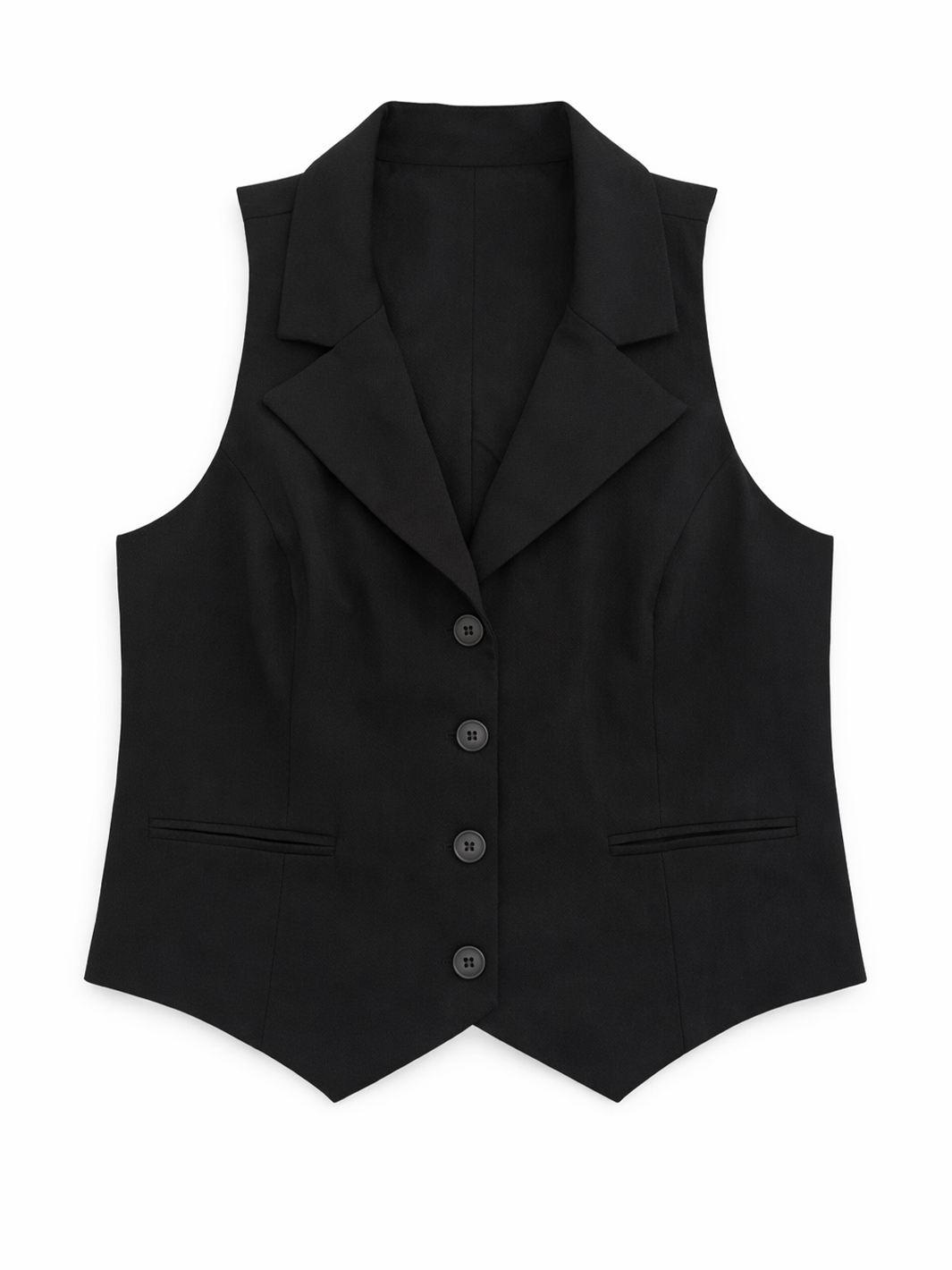 Greta Tailored Black Vest — front facing flatlay | Bianco Jeans