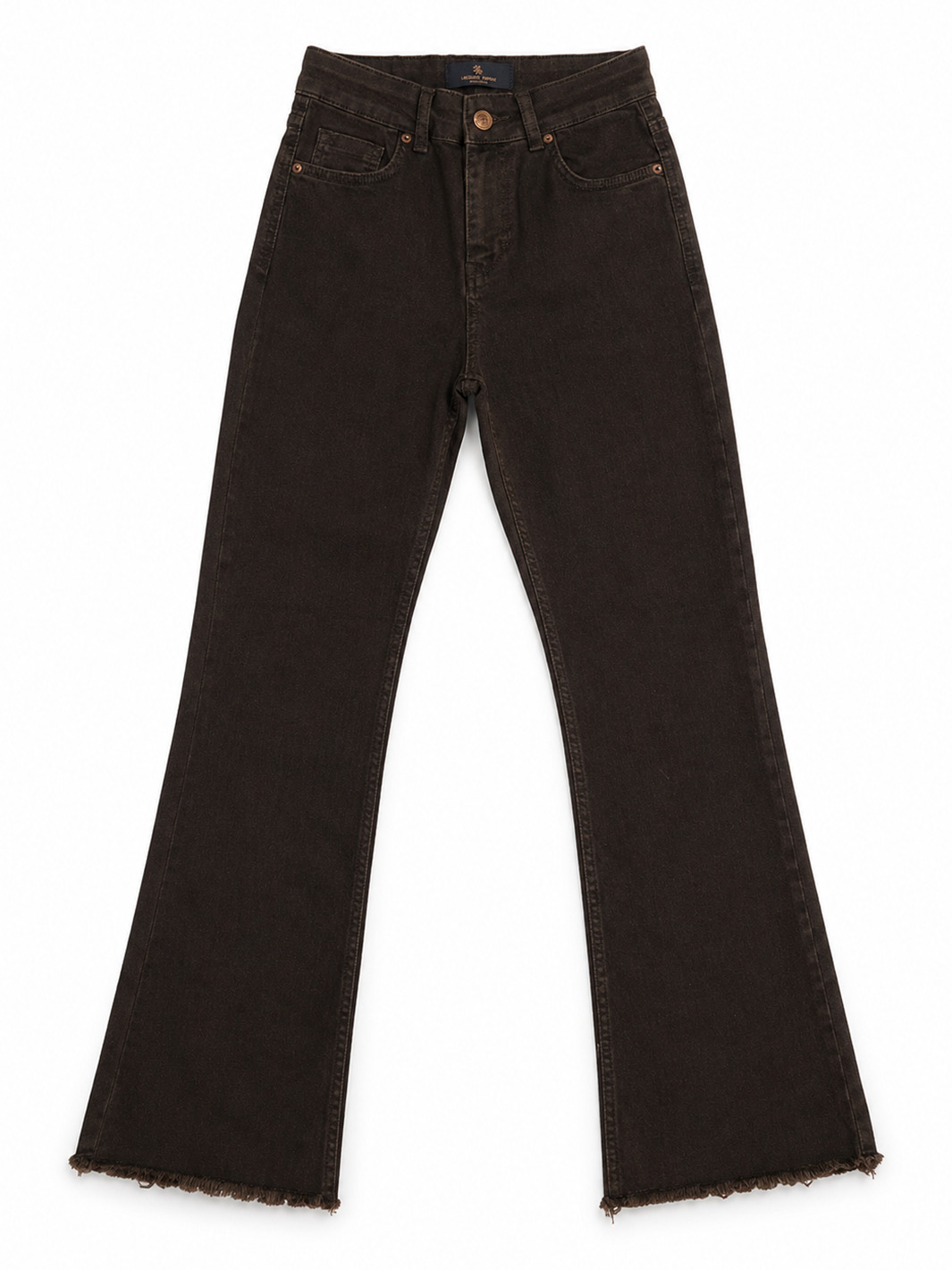 Mila Mini Flare Jean in Espresso – front view flatlay