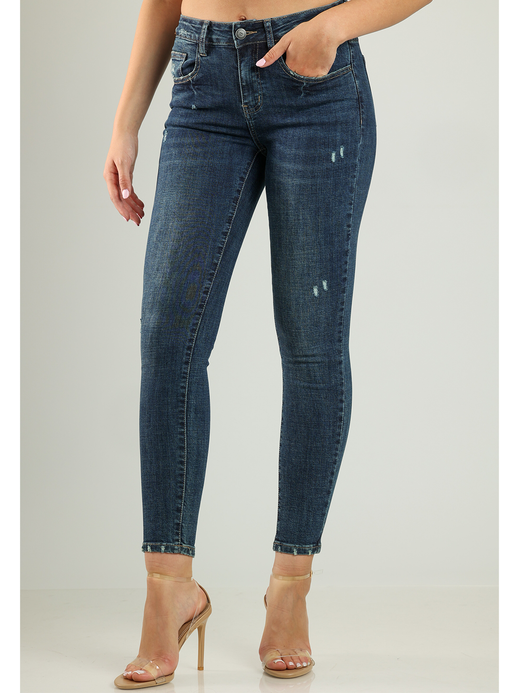 Orito Dark Wash Jean — half body front slightly side facing | Bianco Jeans