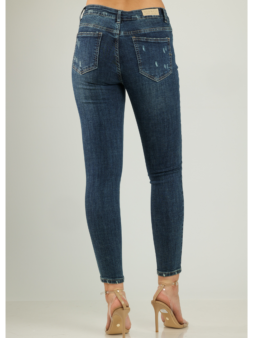 Orito Dark Wash Jean — half body back view | Bianco Jeans