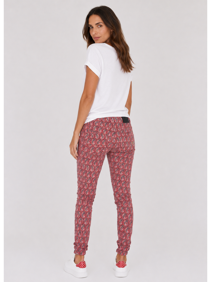 Peach Blossom Boyfriend Pant — full body back view styled | Bianco Jeans