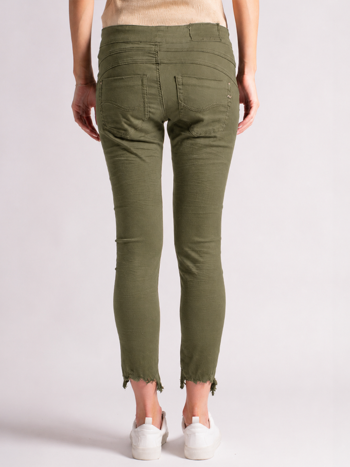 Samantha Olive Jogger — half body back view | Bianco Jeans