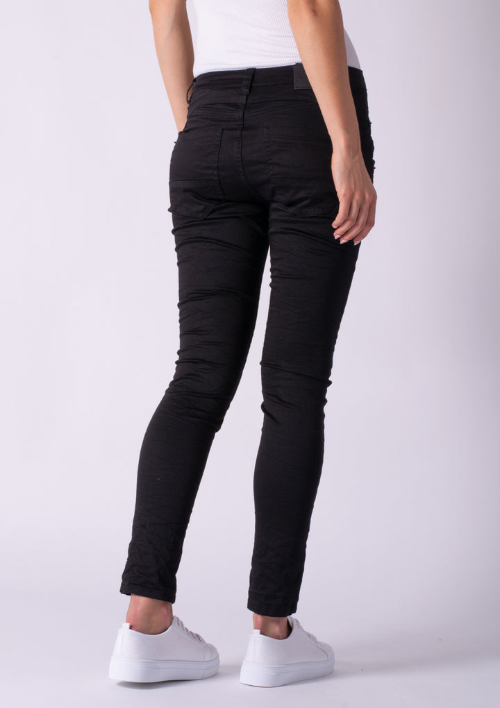 Blake Solid Black Slim Boyfriend Pant