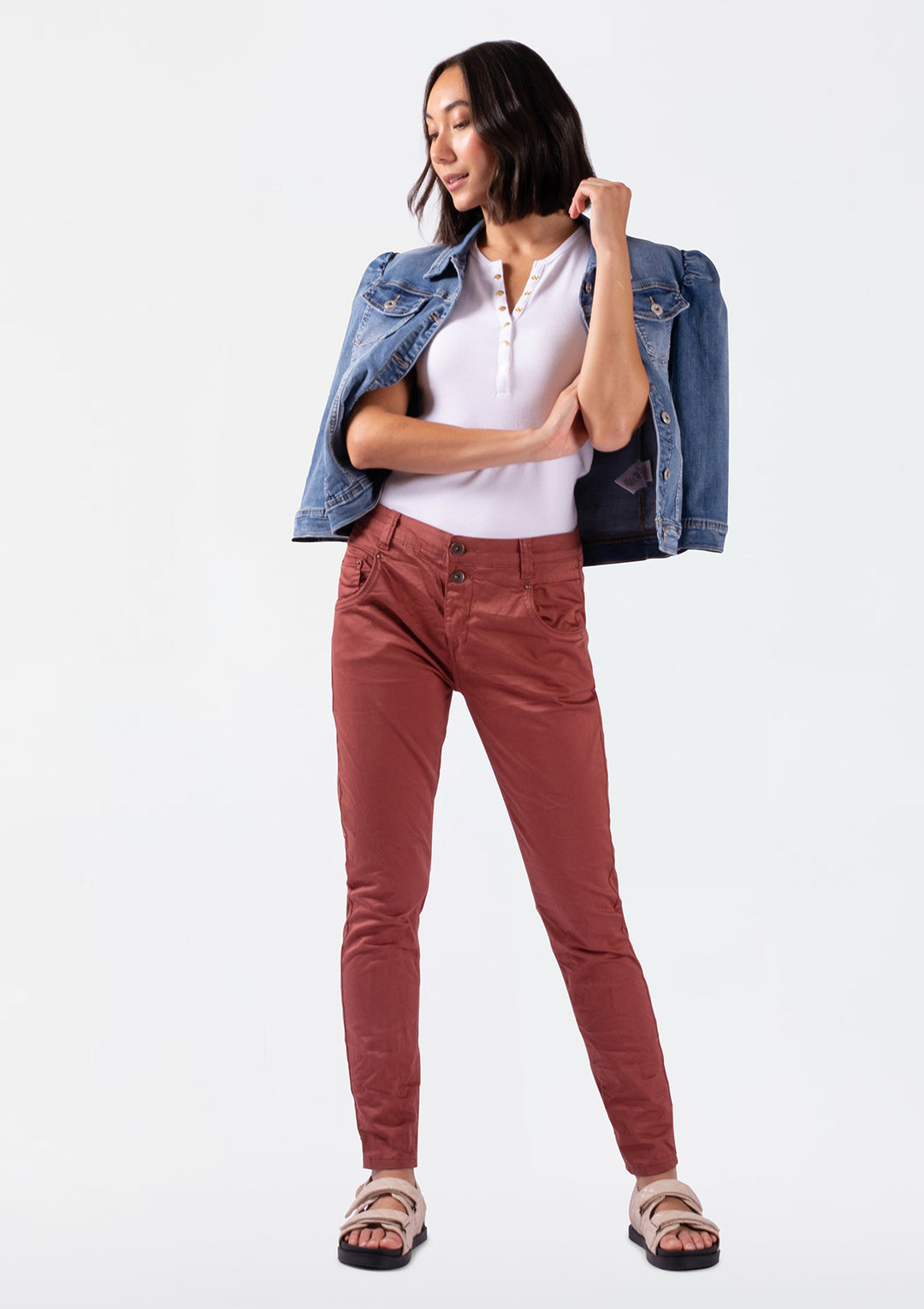 Blake Cherry Mahogany Slim Boyfriend Pant